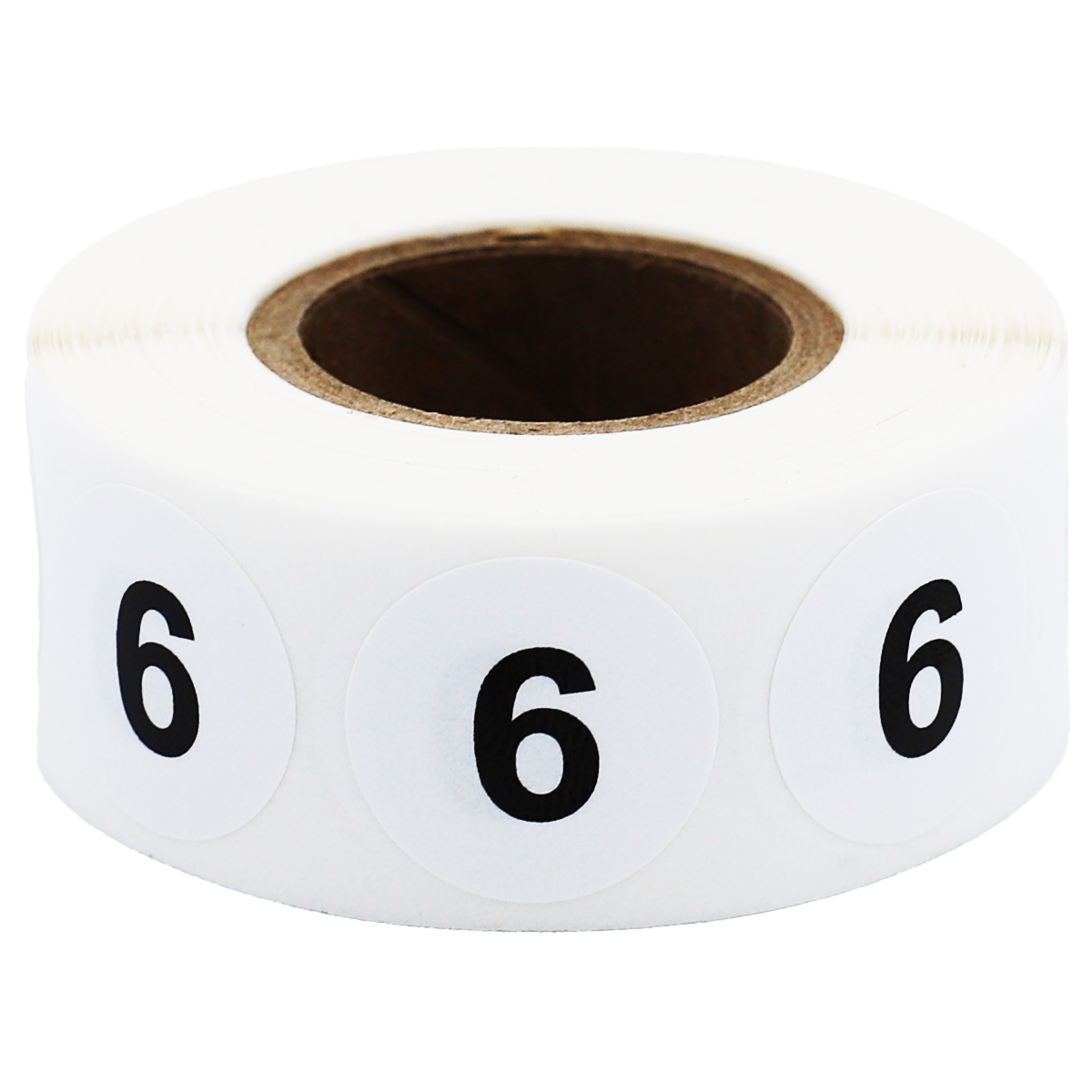 White Number 6 Stickers 3/4"