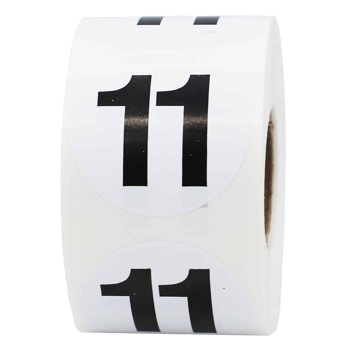 Number 11 Stickers Black/White 1.5" Round