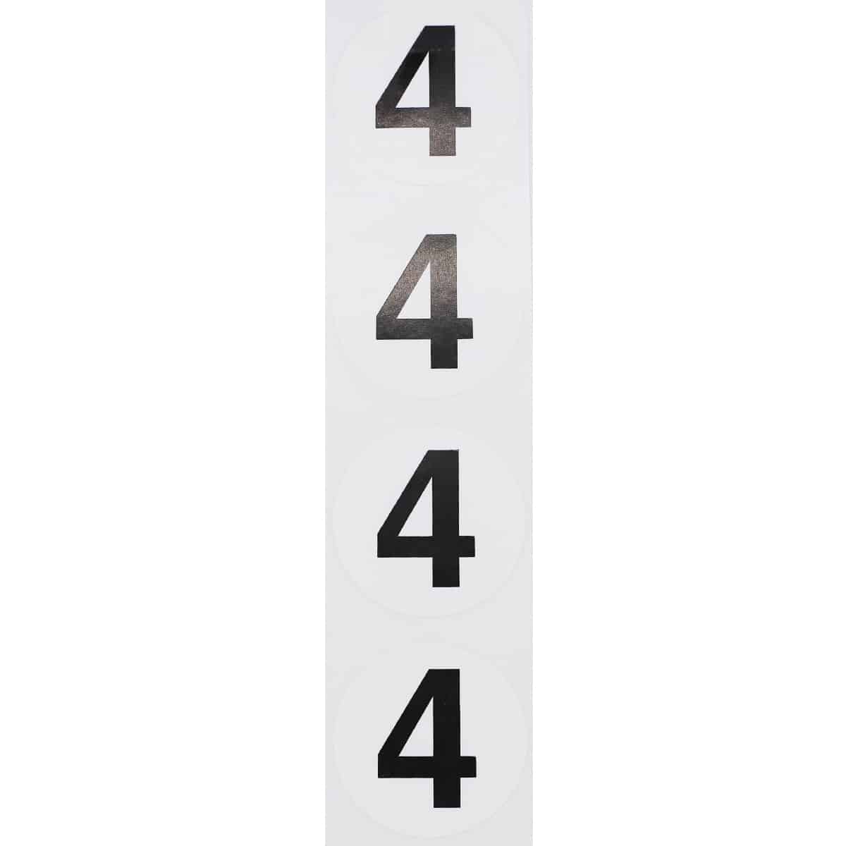 Number 4 Stickers Black/White 1.5" Round