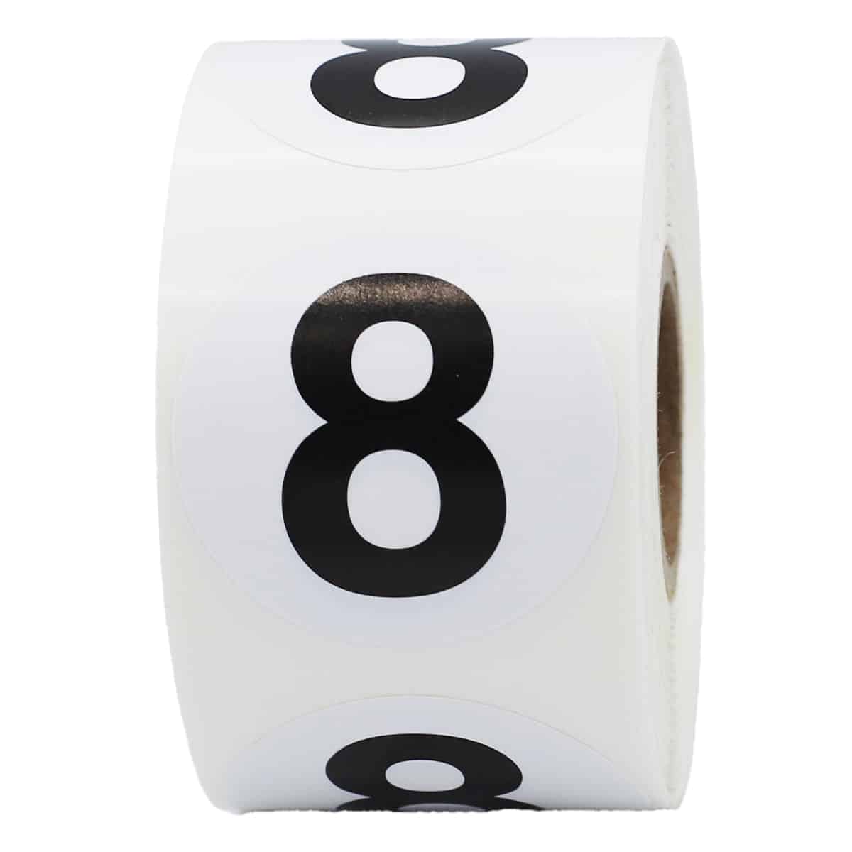 Number 8 Stickers Black/White 1.5" Round