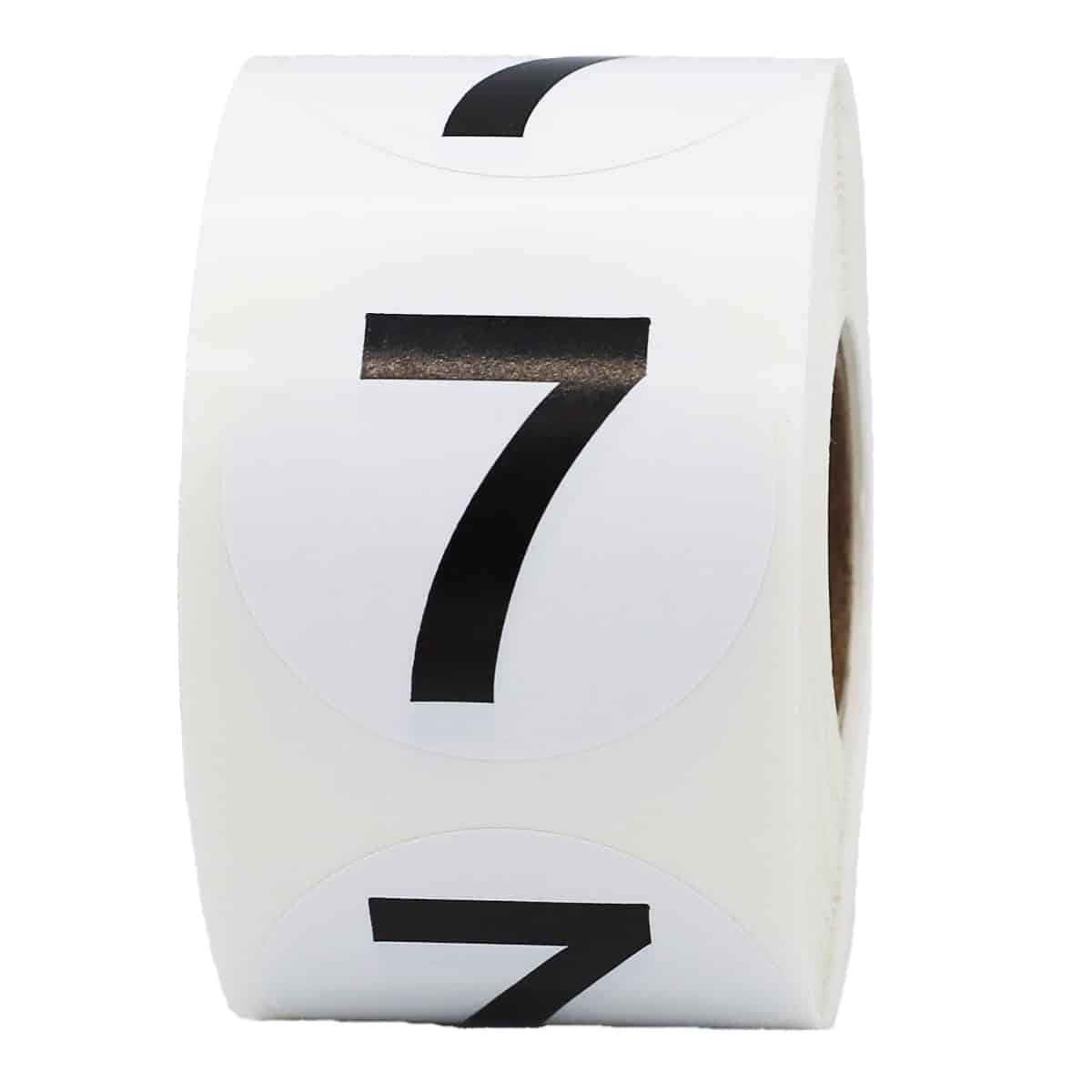 Number 7 Stickers Black/White 1.5" Round