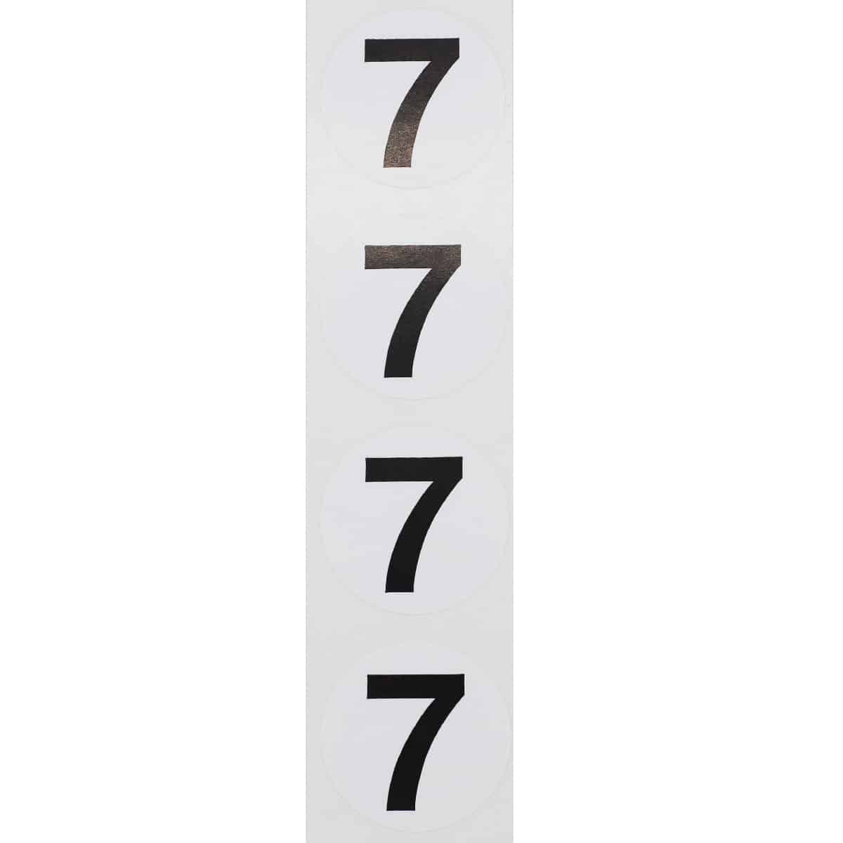 Number 7 Stickers Black/White 1.5" Round