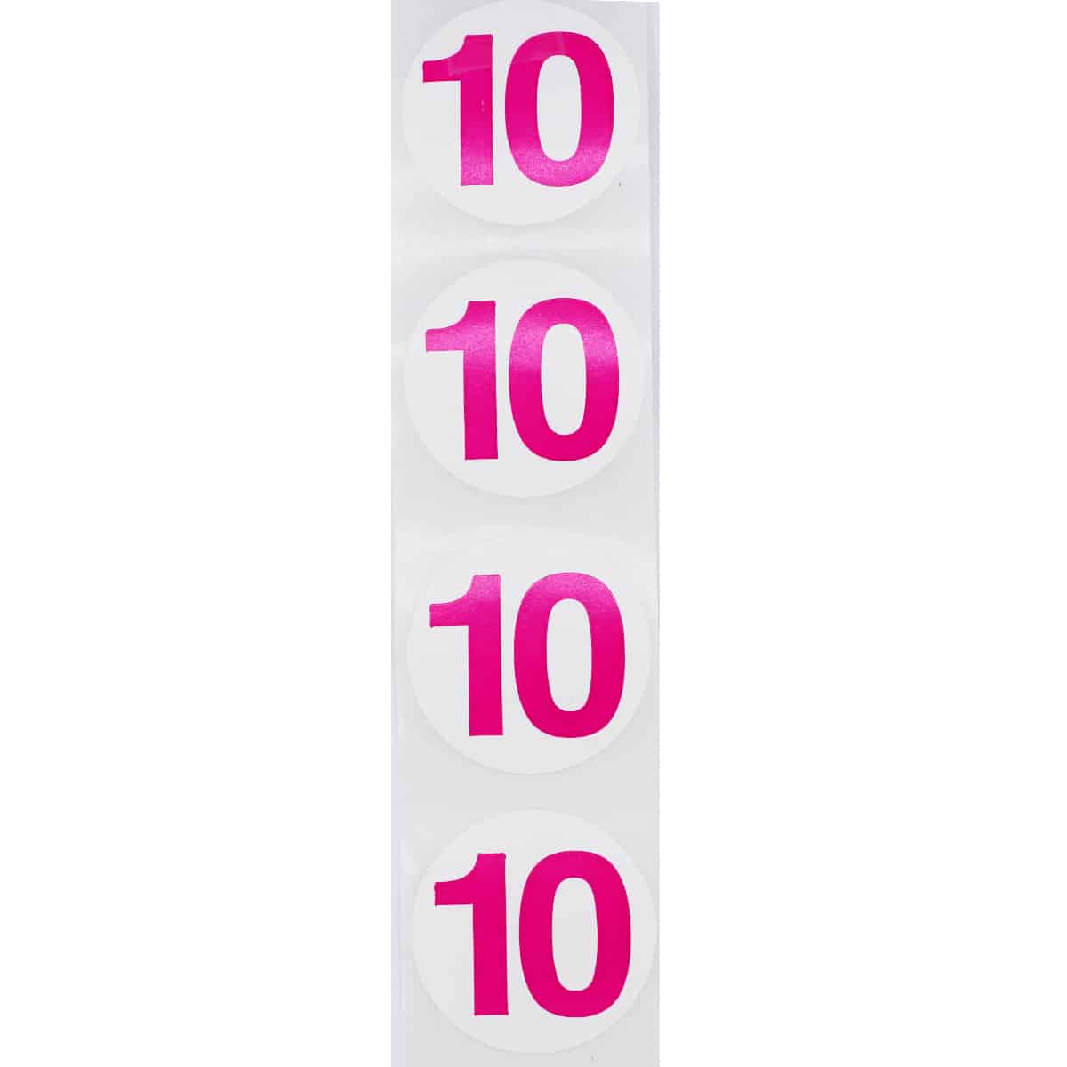 Number 10 Stickers Color Coded 1.5" Round