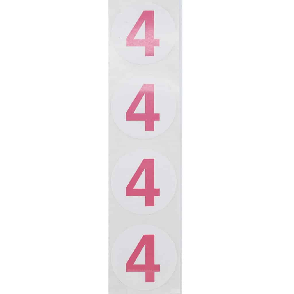 Code 4 Sticker Number 4 Stickers Color Coded 1.5