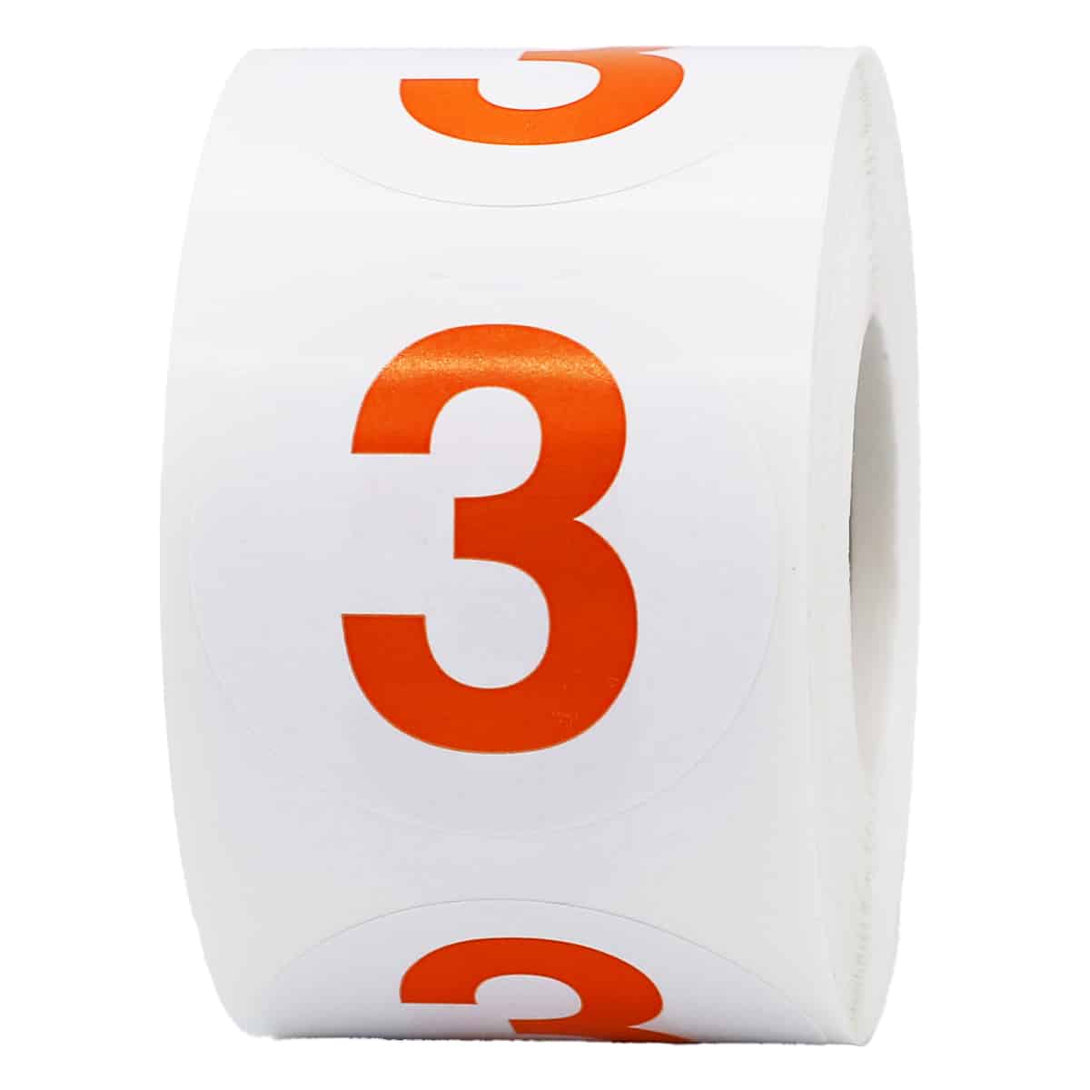 Number 3 Stickers Color Coded 1.5" Round