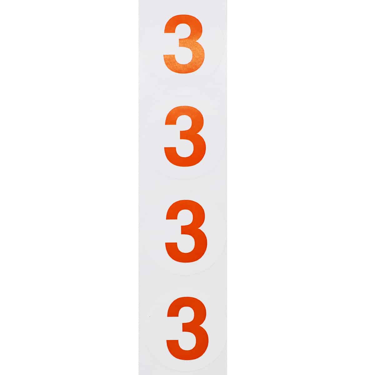 Number 3 Stickers Color Coded 1.5" Round