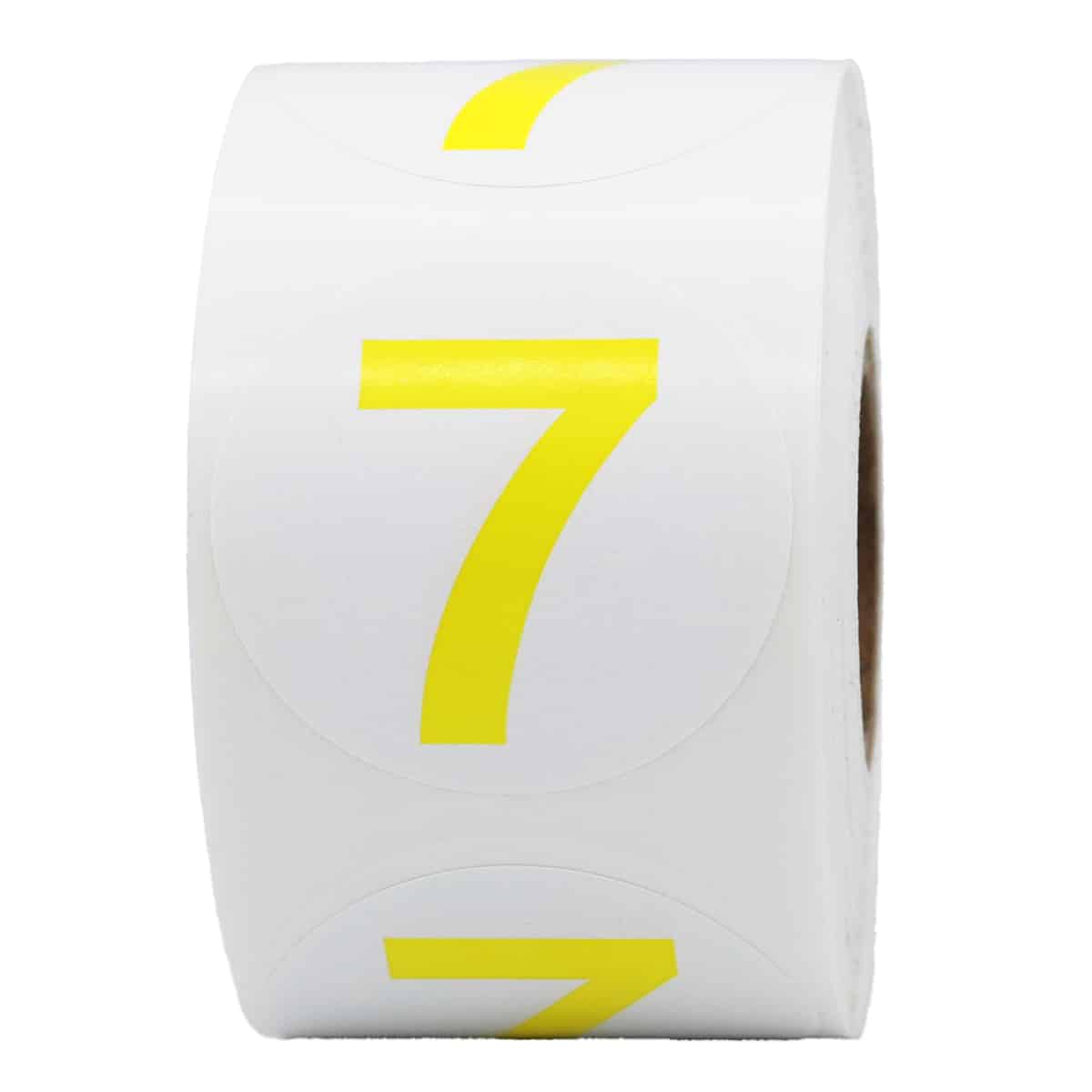 Number 7 Stickers Color Coded 1.5" Round