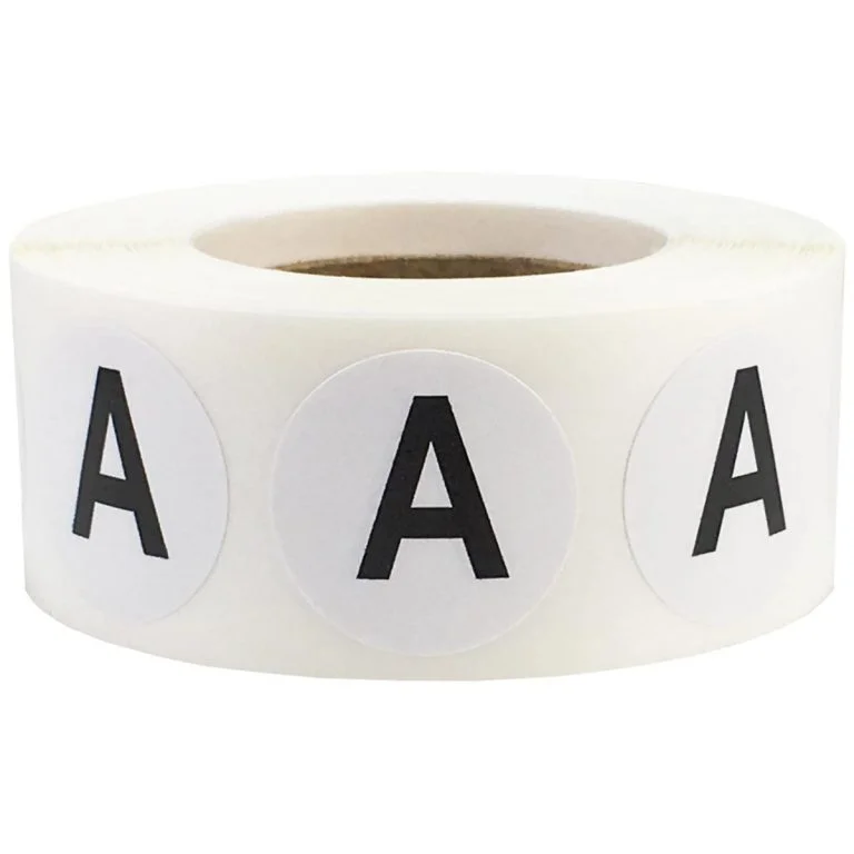 Letter A Stickers 3/4" Round QTY 500