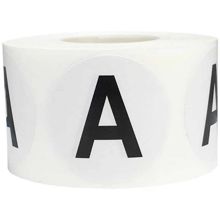 QTY 500 Large Letter A Stickers 1.5" Round