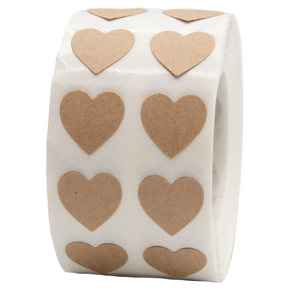 QTY 1,000 Small Natural Kraft Heart Stickers 1/2" Wide