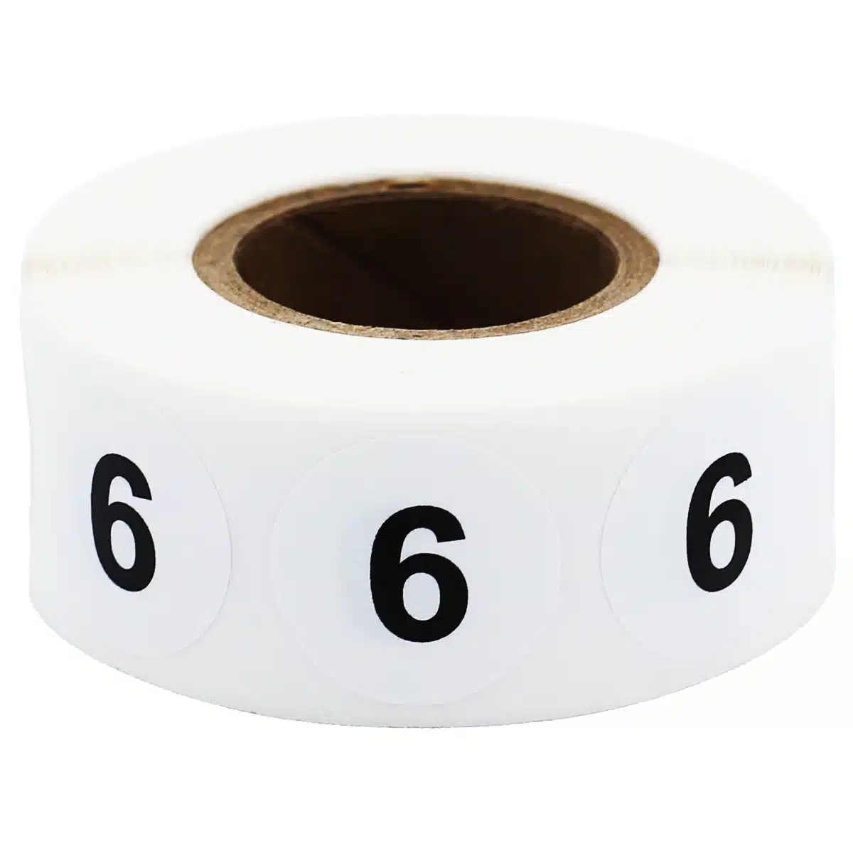 QTY 500 White Number 6 Stickers 3/4"