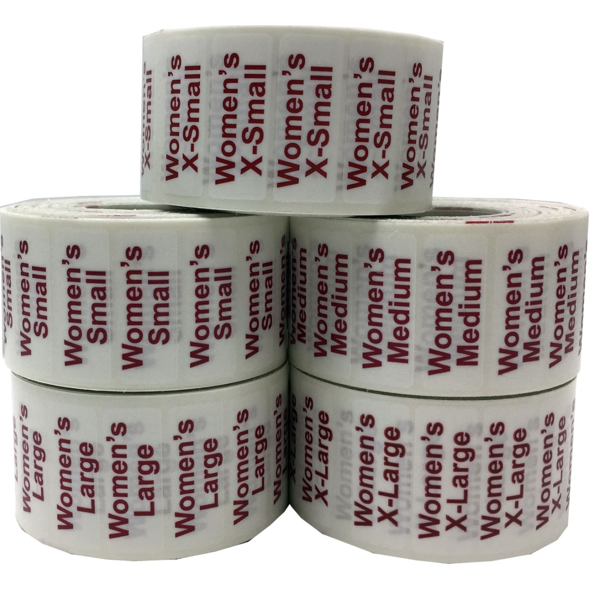 Women's Clear Size Strip Labels for Retail Shirts Bulk Pack