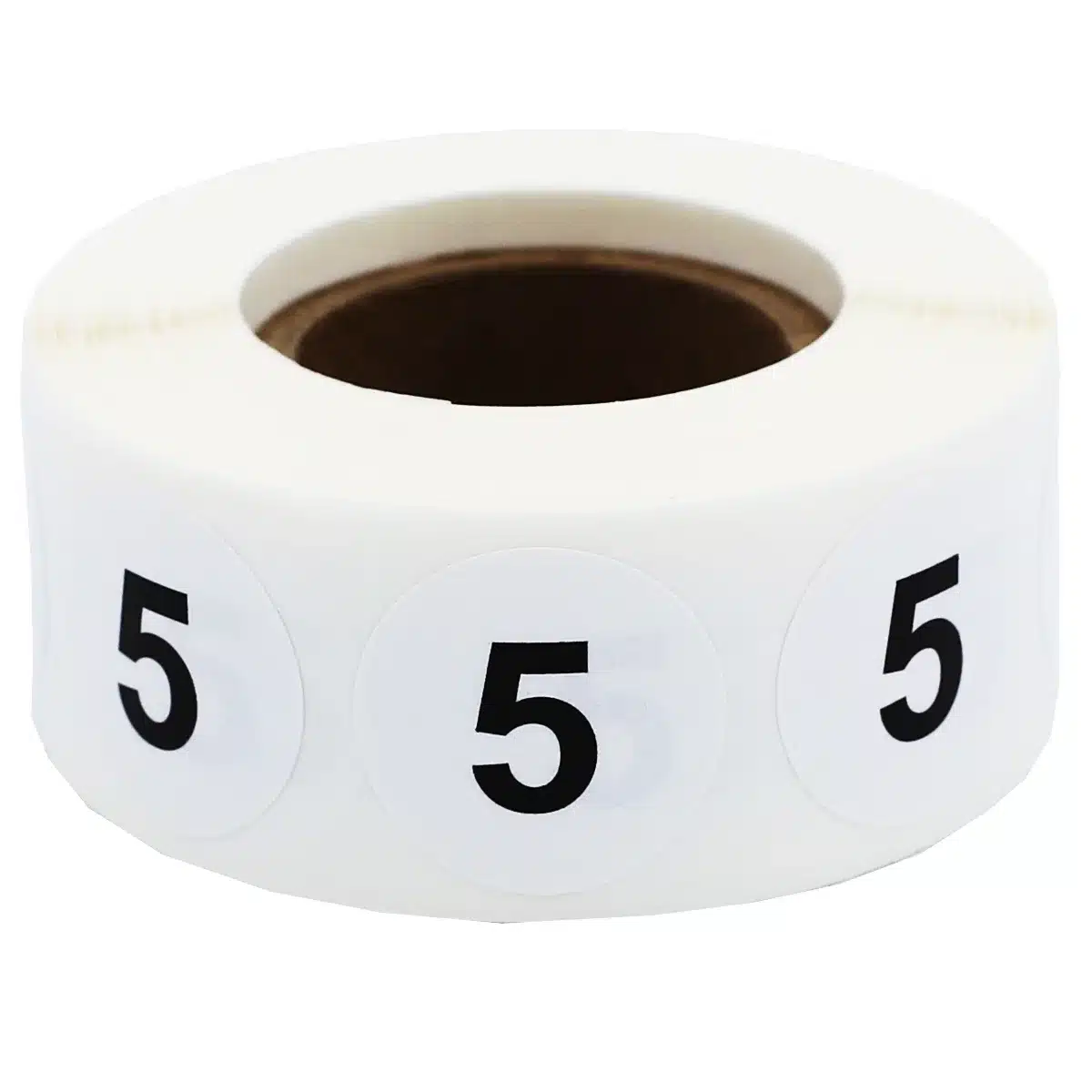 White Number 5 Stickers 3/4" Quantity 500