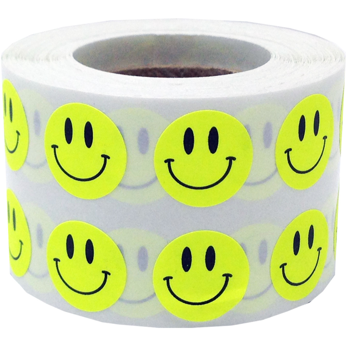 Small Fluorescent Yellow Smiley Face Stickers 1/2