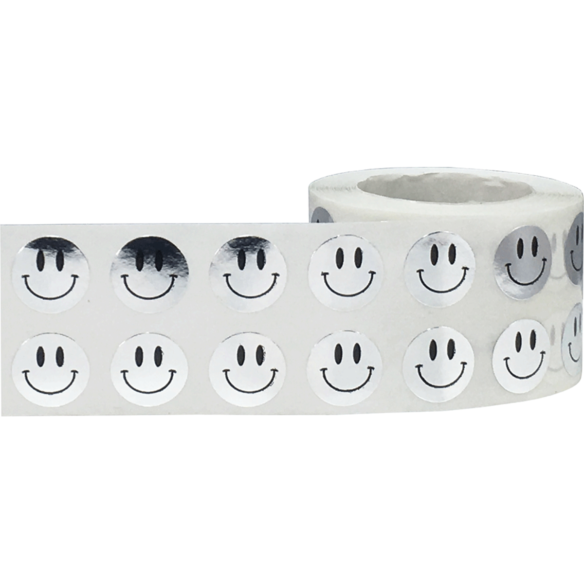 Small Metallic Silver Smiley Face Stickers 1/2"