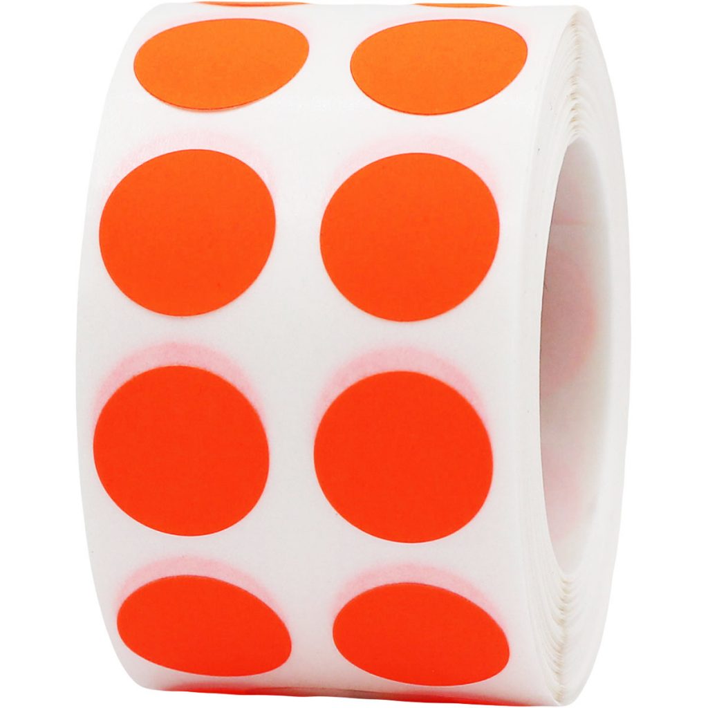 1" Circle ORANGE Color Coded Coding Inventory Warehouse Dots Labels 1000/Roll