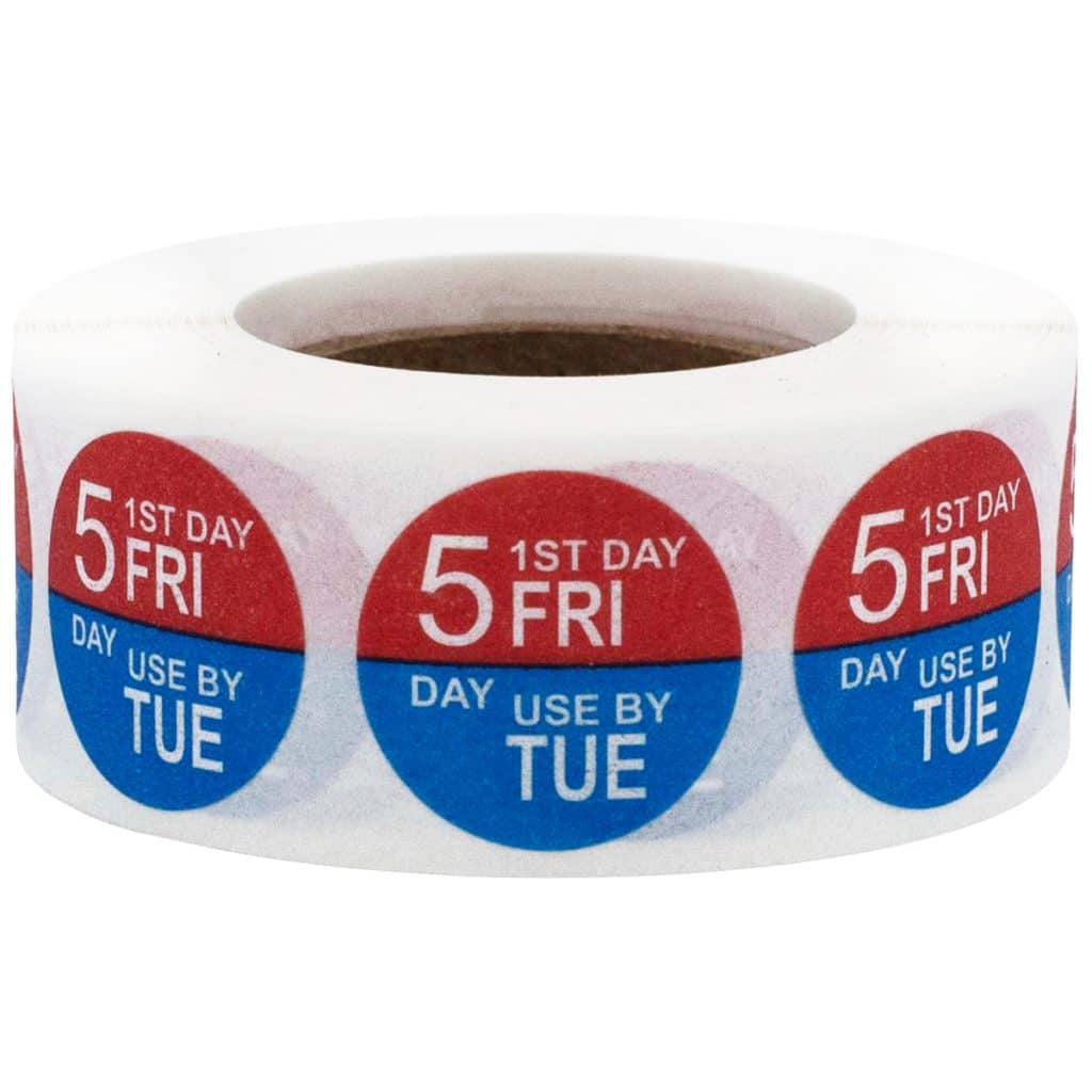 Example Of Rotation Label Friday Through Tuesday Dissolvable 5 Day Food Rotation Labels QTY 500 ...