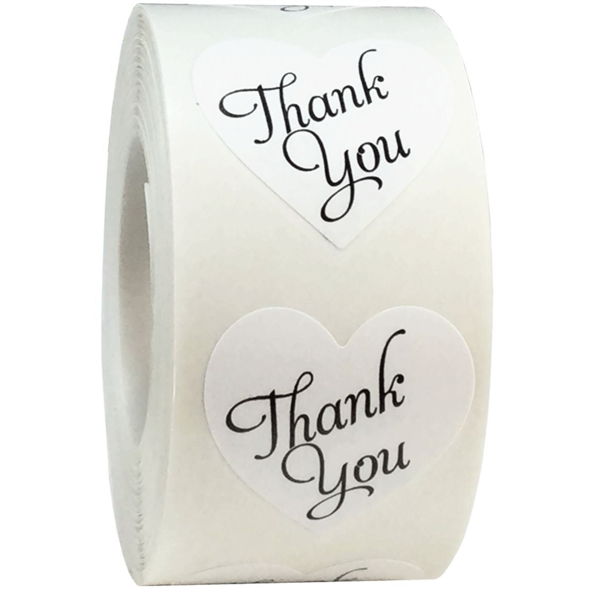 White with Black Print Heart Shaped Thank You Stickers 1 ...