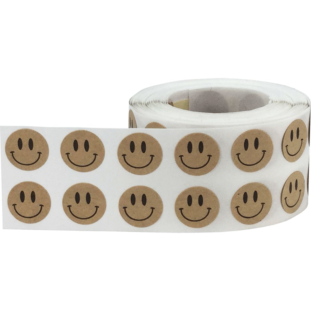 Small Natural Kraft Smiley Face Stickers 1/2"