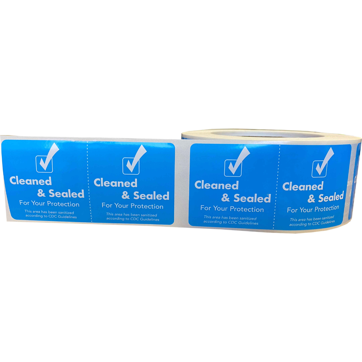 Cleaned and Sealed Blue Tamper Door Safety Seals | 2″ x 4″