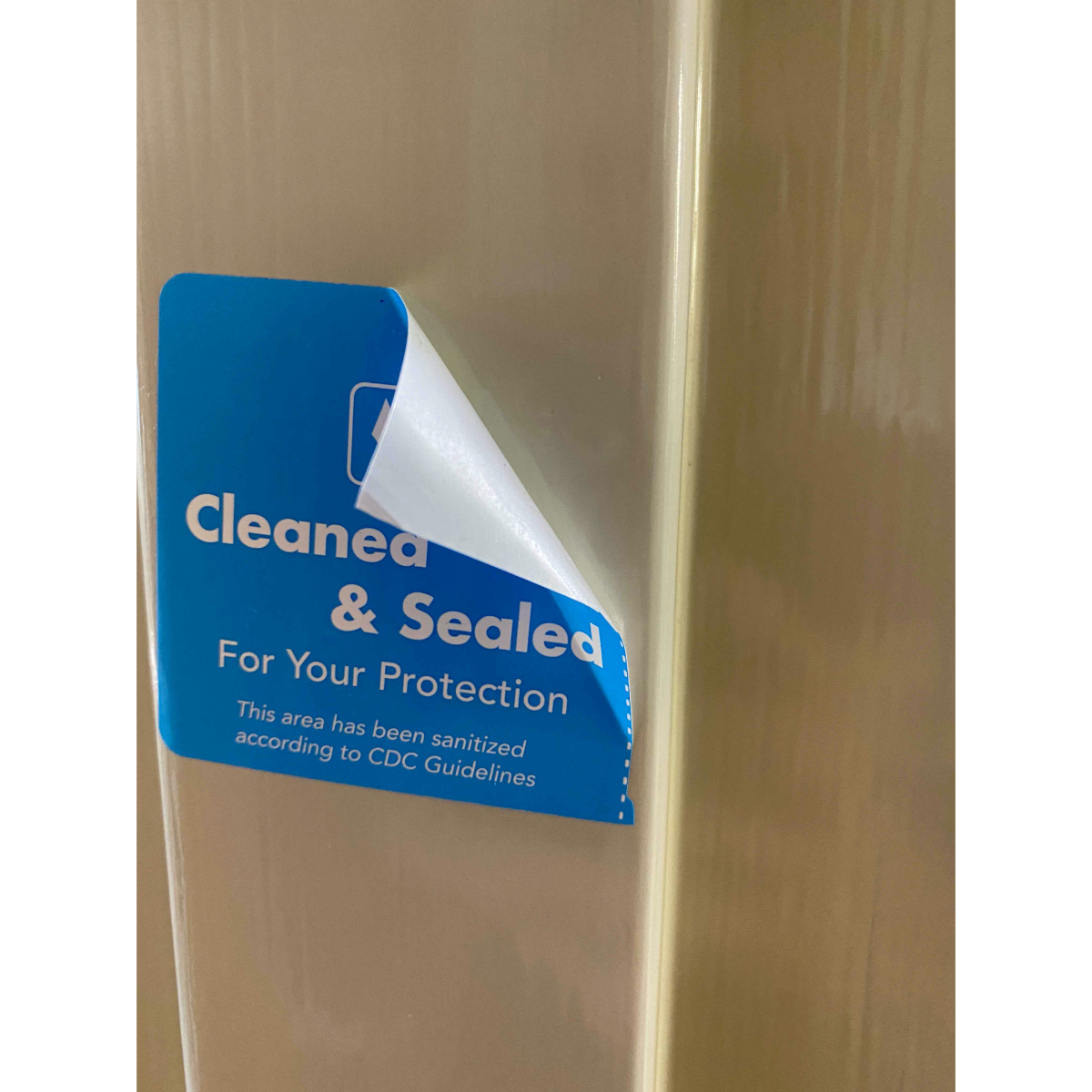 Cleaned and Sealed Blue Tamper Door Safety Seals | 2″ x 4″
