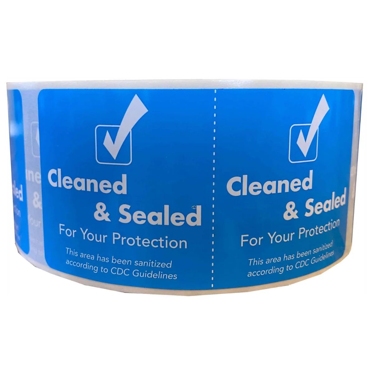 Cleaned and Sealed Blue Tamper Door Safety Seals | 2″ x 4″