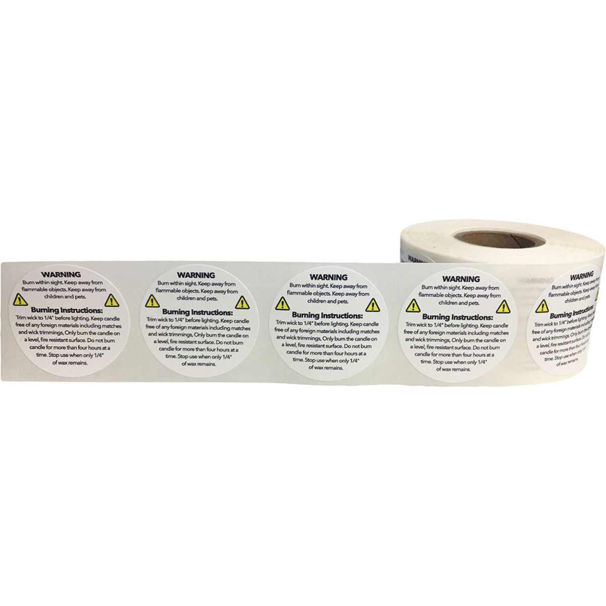 28mm White Candle Safety Label