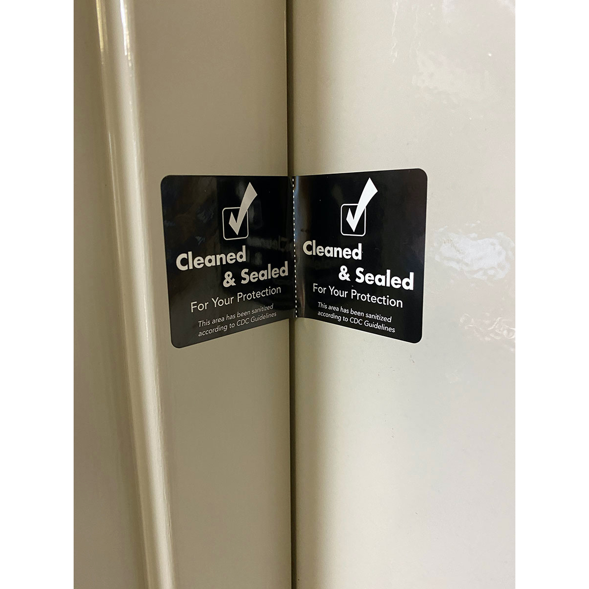 Cleaned and Sealed Black Tamper Door Safety Seals | 2" x 4"