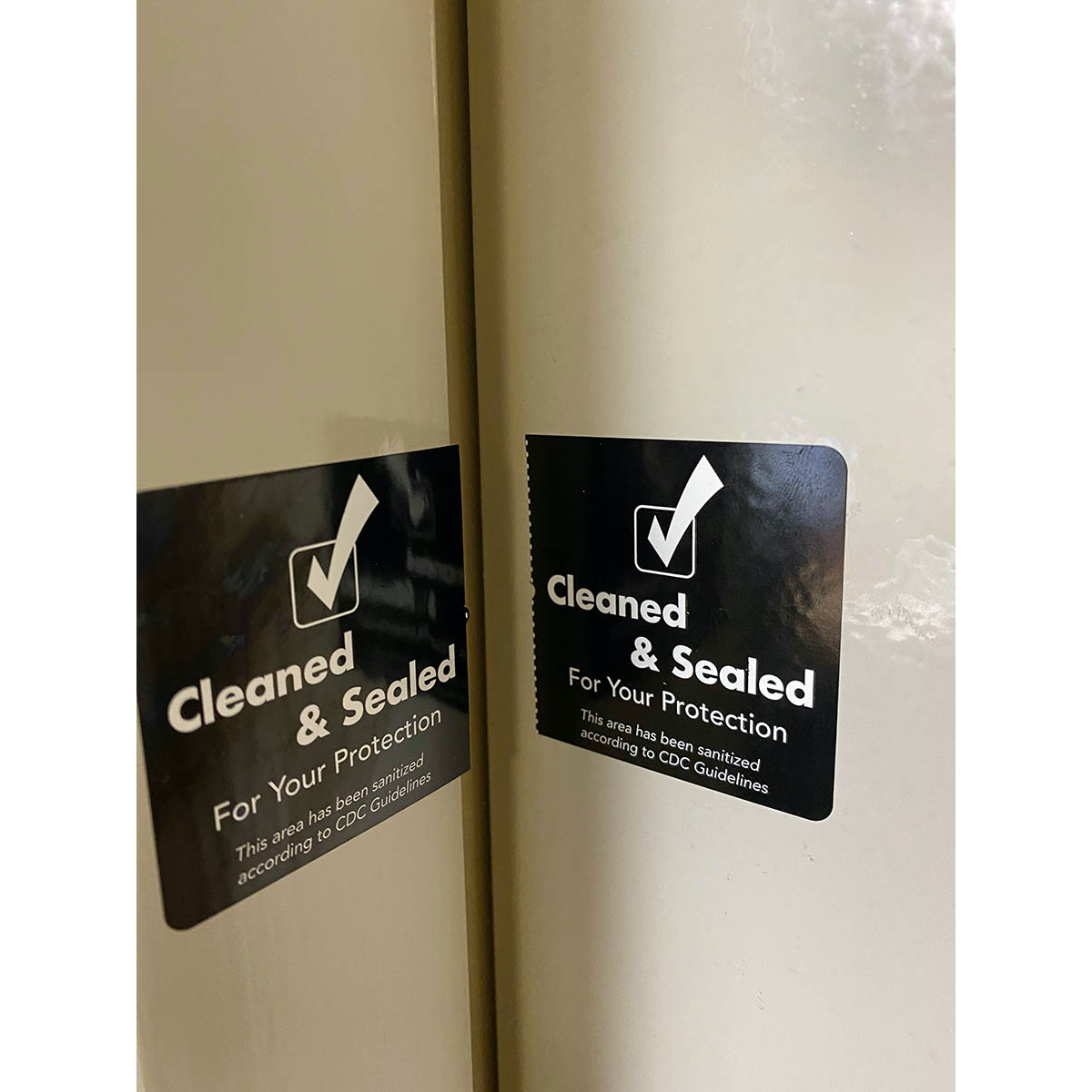 Cleaned and Sealed Black Tamper Door Safety Seals | 2" x 4"