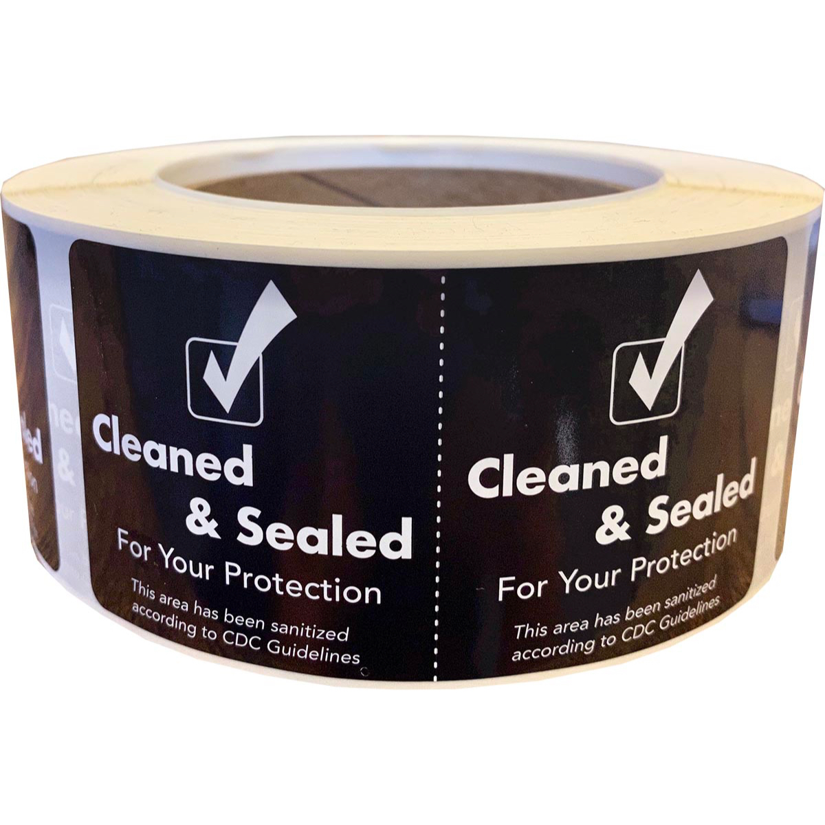 Cleaned and Sealed Black Tamper Door Safety Seals | 2" x 4"