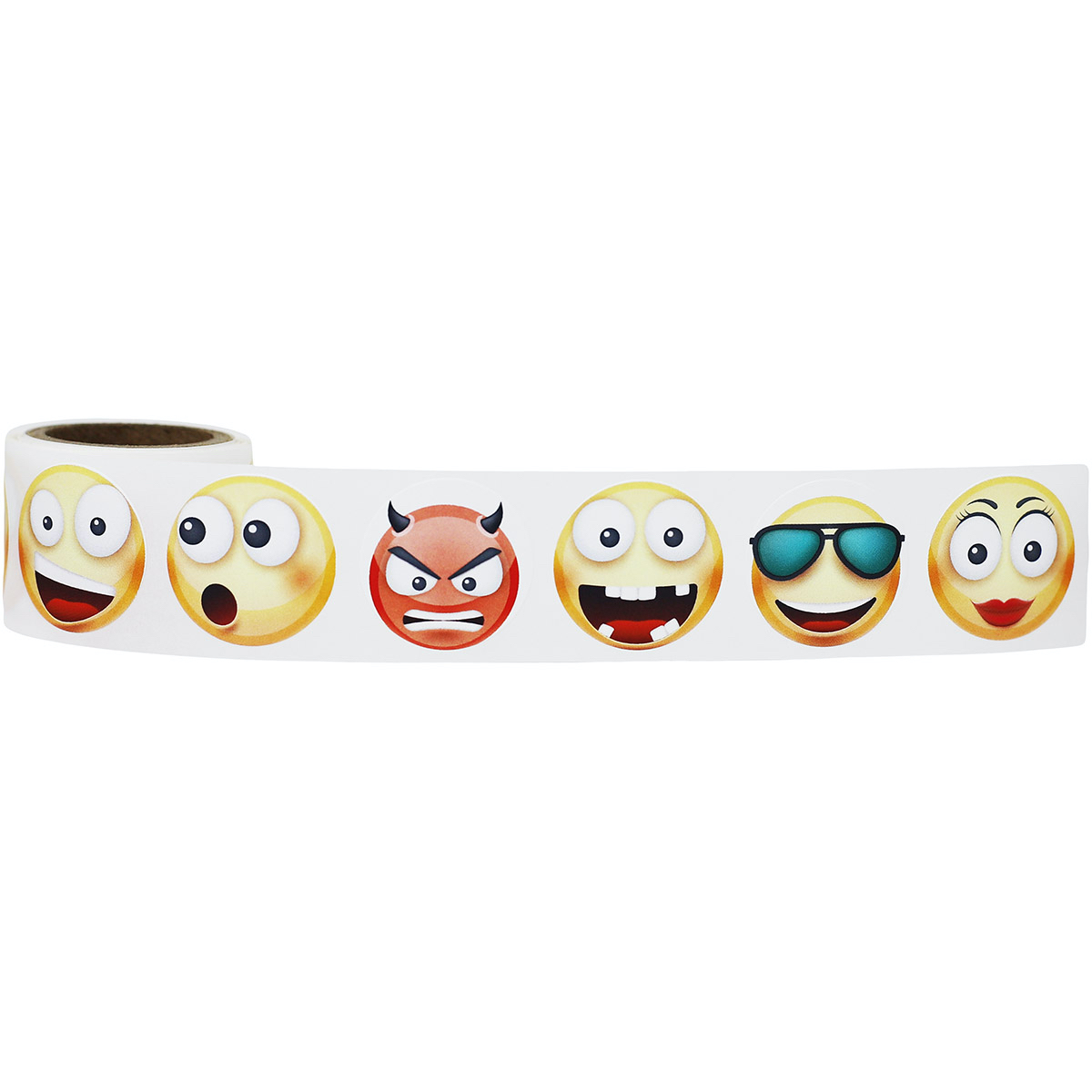 1" Round 3D Emoji Stickers - Qty 50