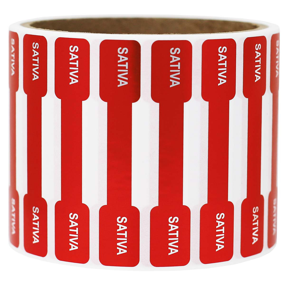 Metallic Red Sativa Cannabis Tamper Labels 0.5 ends (5/16 band) x 2.75" Barbell