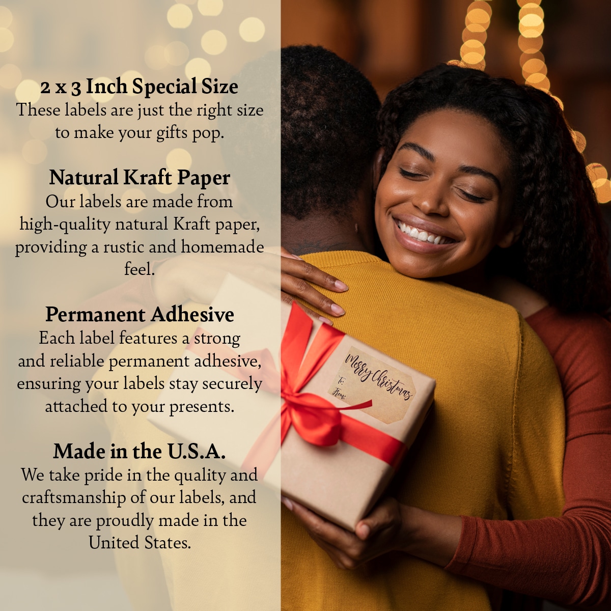 Natural Kraft Happy Holidays Gift Tags Noel Merry Christmas and Joy