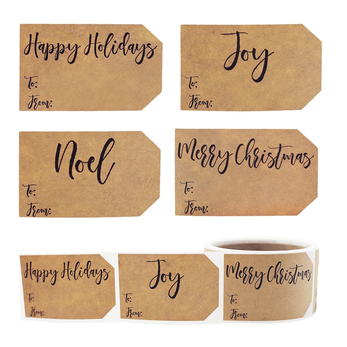 Natural Kraft Minimalist Merry Christmas Holiday Gift Tags | 2 x 3 inch inch - 100 Pack