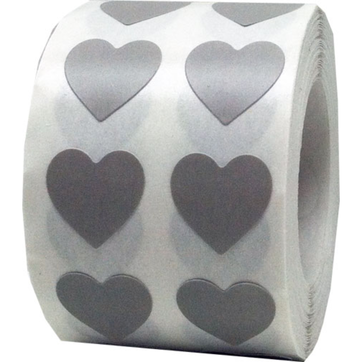 Small Metallic Silver Heart Stickers 1/2 Wide