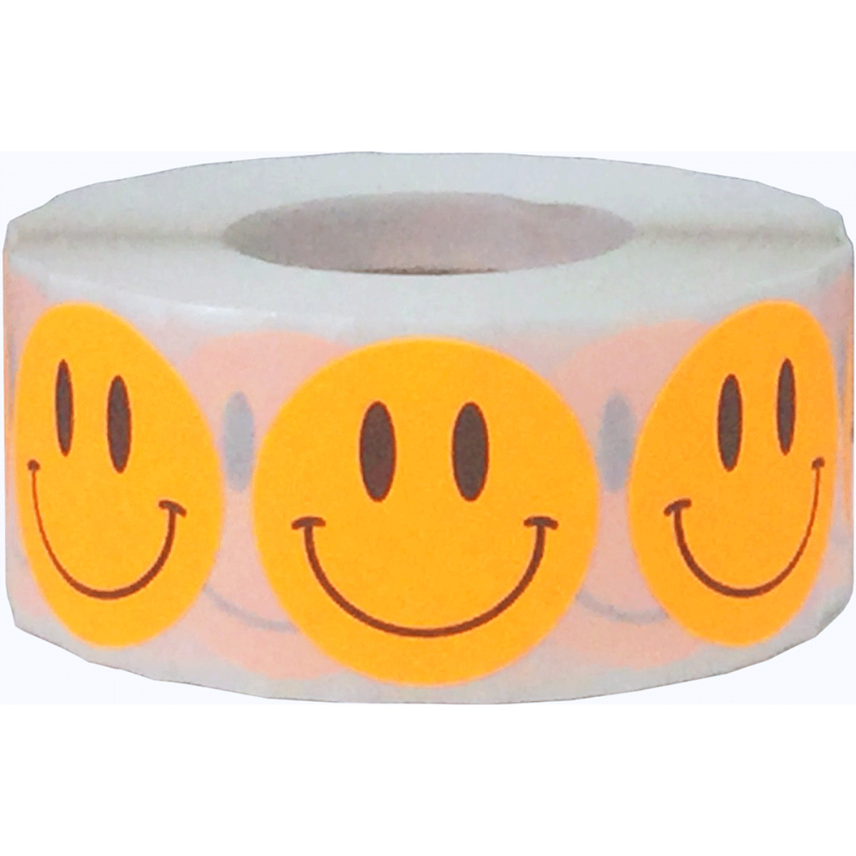 Fluorescent Orange Smiley Face Stickers 1"