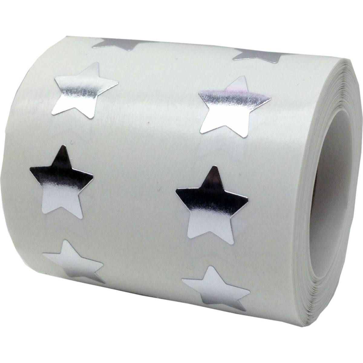 Silver Star Stickers metallic silver foil star labels 45mm . Packet of 100!