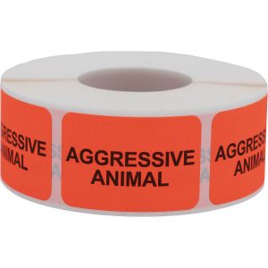 Aggressive Animal Veterinarian Labels | 1" x 1.5" - Veterinary