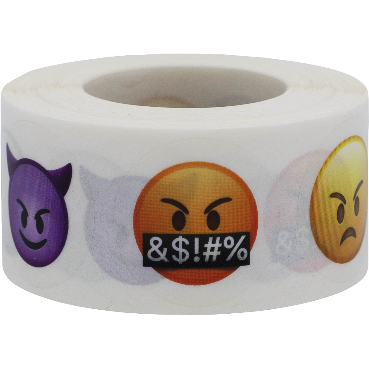 Clear Angry Emoji's Stickers 1" Inch Round - Qty 50