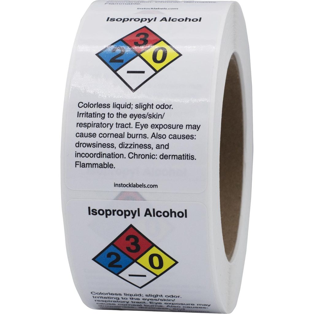 Isopropyl Alcohol Chemical NFPA Warning Labels