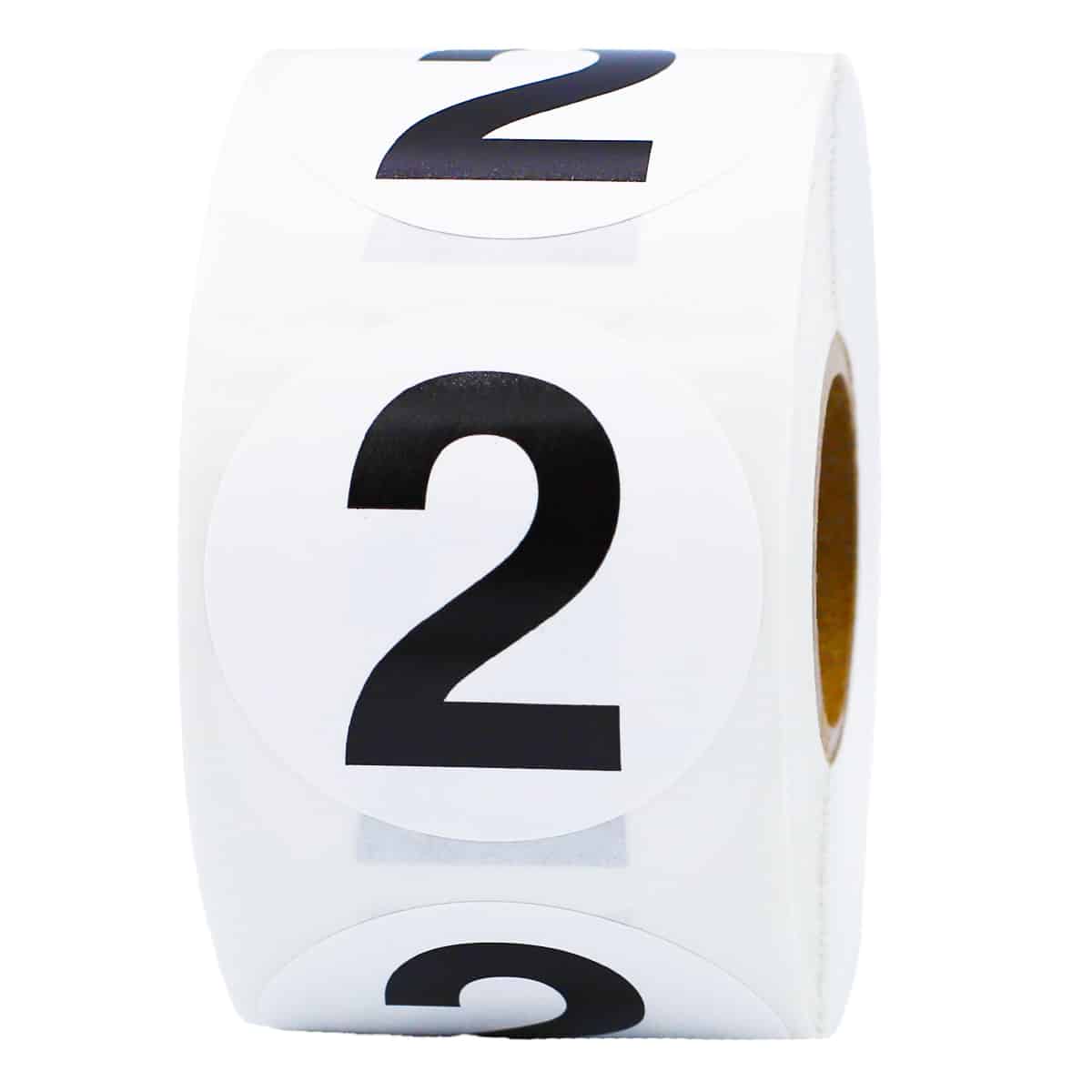 Number 2 Stickers Black/White 1.5" Round