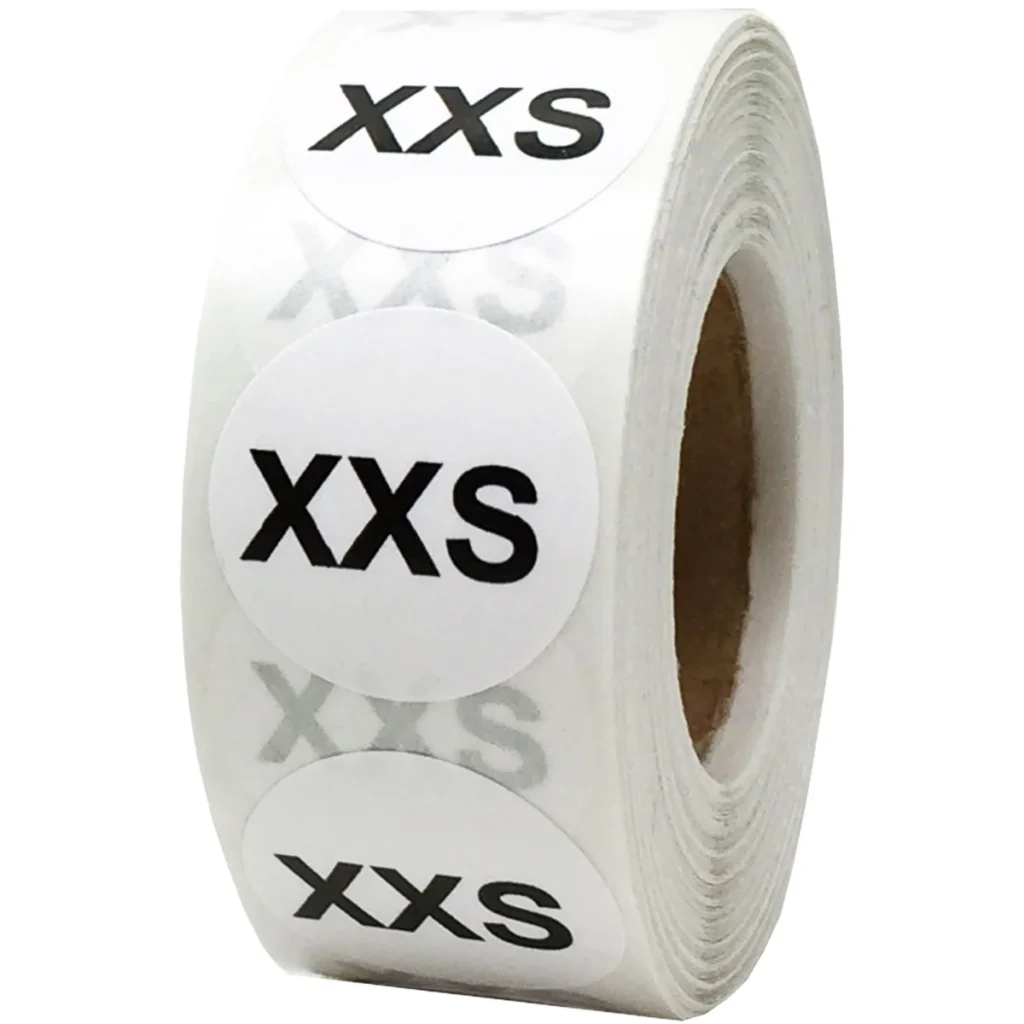 Less 5 Stickers Round Round Size Stickers For Apparel XXS - 5X - InStockLabels.com