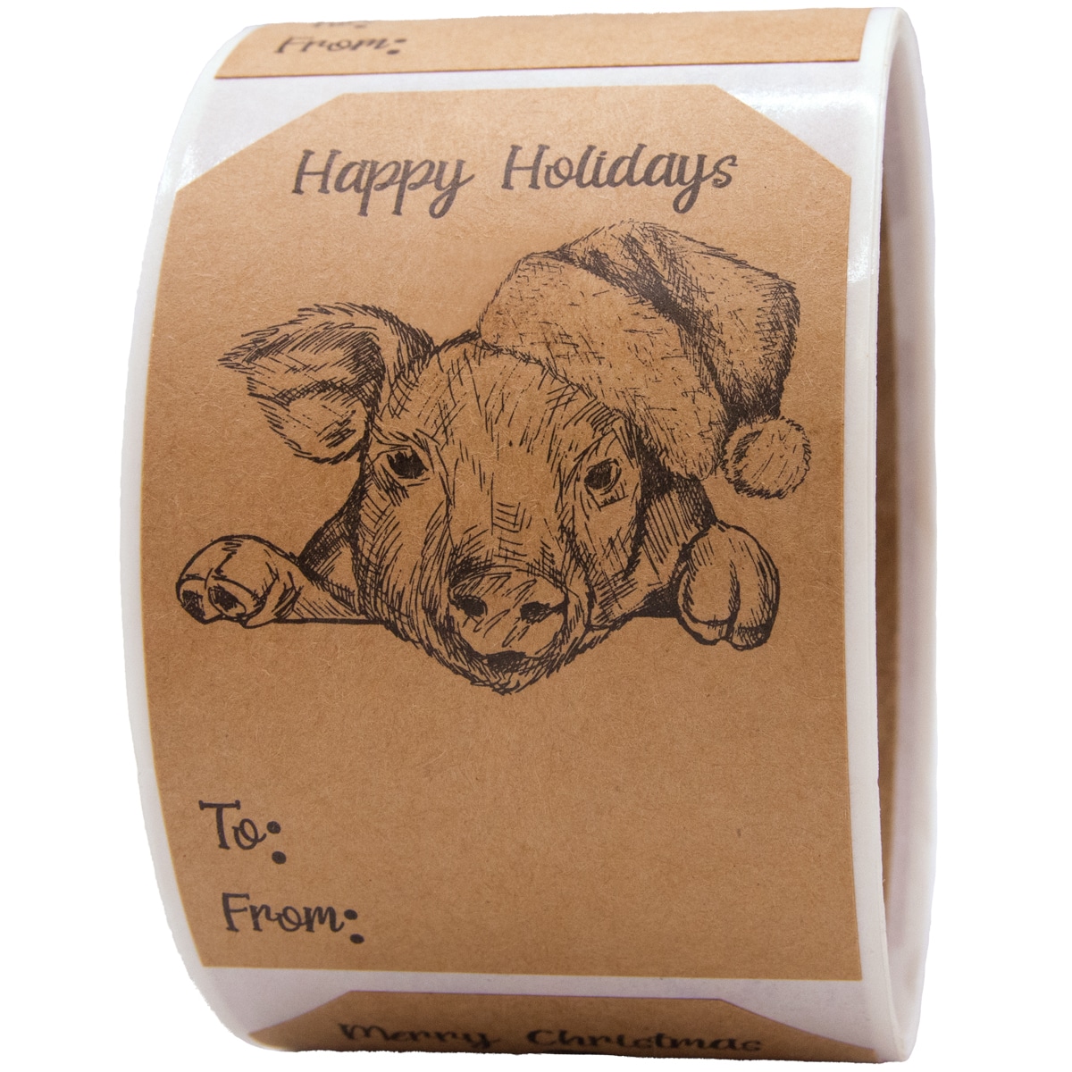 QTY 100 Christmas Farm Animals Adhesive Gift Tags