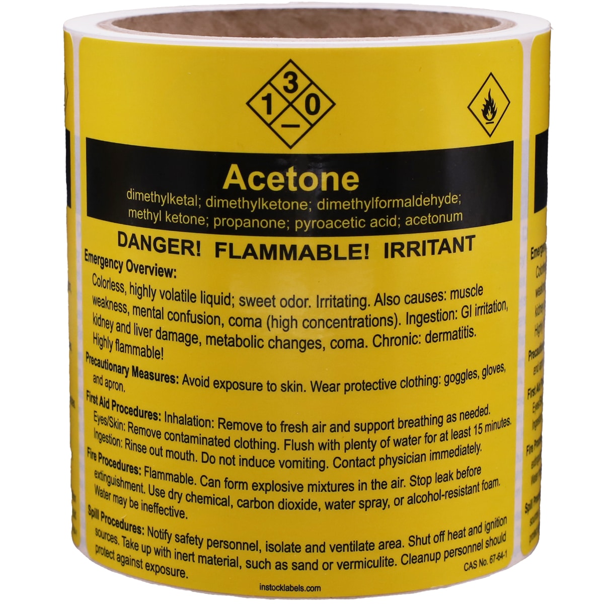 Acetone Chemical Right-to-Know Info Flammable Irritant Warning Labels ...