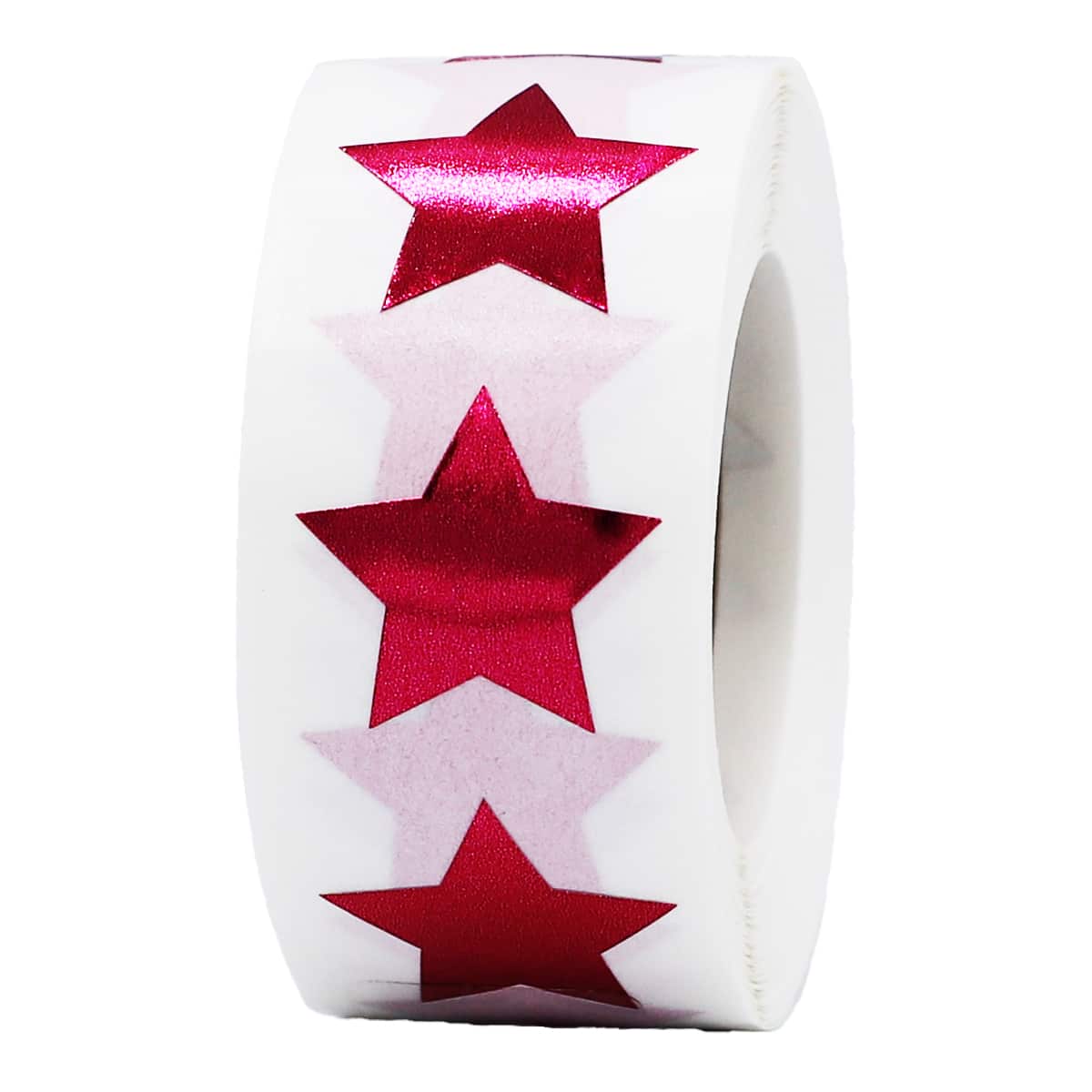 Metallic Red Rose Star Stickers 3/4" Inch