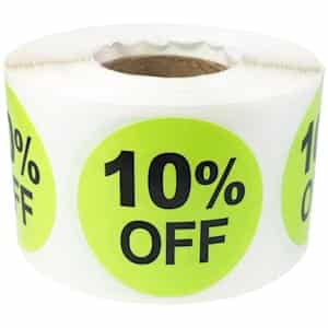 10 Percent Off Labels 1.5"