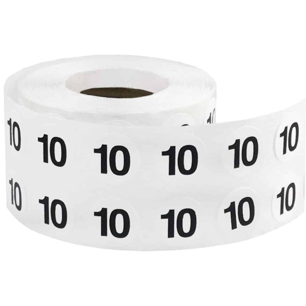 Small Number 10 Stickers 1/2