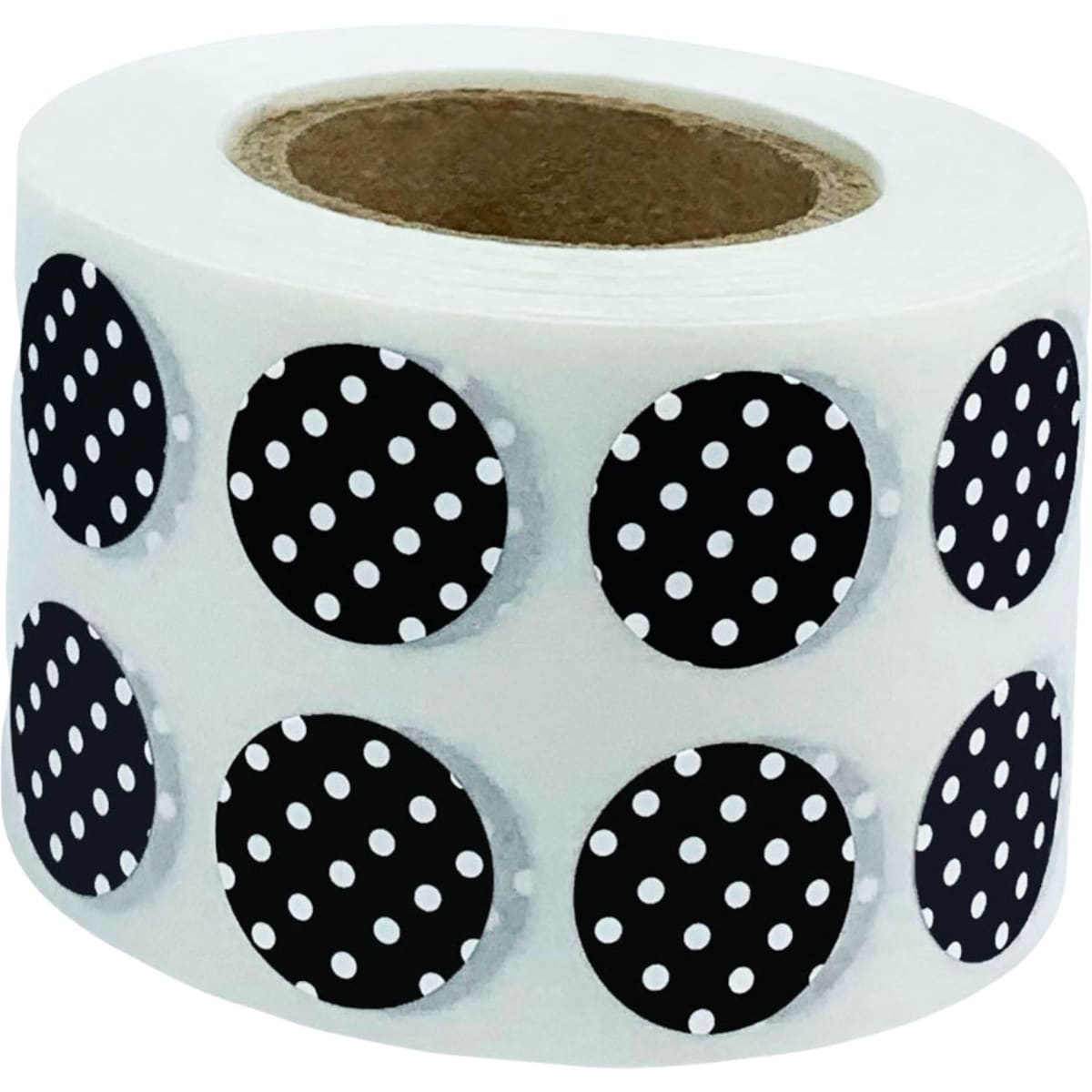 Small Black With White Polka Dot Stickers 1/2" Round