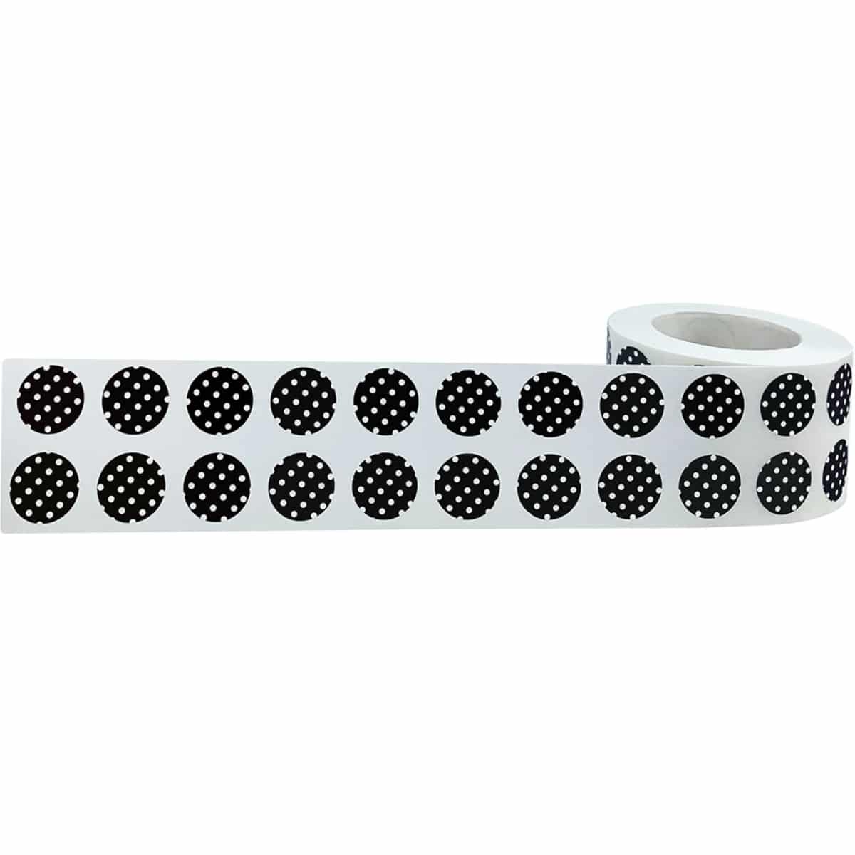 Small Black With White Polka Dot Stickers 1/2" Round