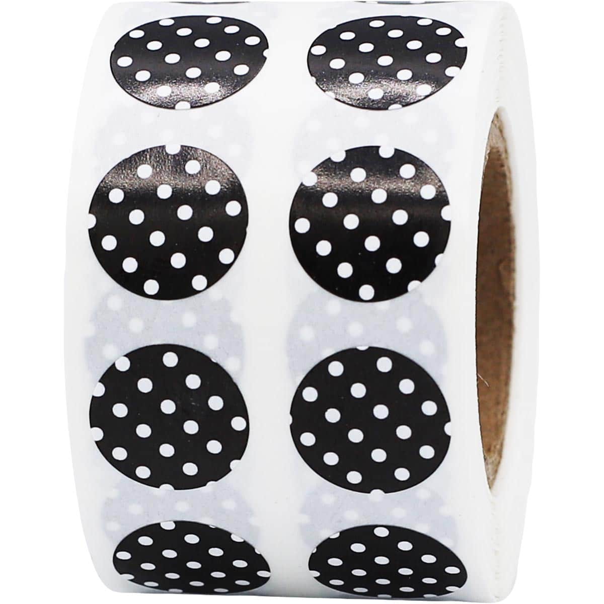 Small Black With White Polka Dot Stickers 1/2" Round